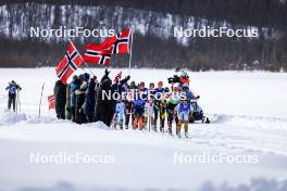 01.04.2023, Setermoen-Bardufoss, Norway (NOR): Karolina Hedenstroem (SWE), Silje Oeyre Slind (NOR), Ida Dahl (SWE), Anikken Gjerde Alnes (NOR), Jenny Larsson (SWE), (l-r) - Ski Classics Reistadlopet, Setermoen-Bardufoss (NOR). www.nordicfocus.com. © Manzoni/NordicFocus. Every downloaded picture is fee-liable.