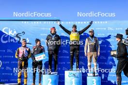 02.04.2023, Bardufoss-Finnsnes, Norway (NOR): Amund Riege (NOR), Kasper Stadaas (NOR), Andreas Nygaard (NOR), Emil Persson (SWE), Max Novak (SWE), (l-r) - Ski Classics Summit 2 Senja, Bardufoss-Finnsnes (NOR). www.nordicfocus.com. © Manzoni/NordicFocus. Every downloaded picture is fee-liable.