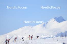 02.04.2023, Bardufoss-Finnsnes, Norway (NOR): Karstein Johaug (NOR), Johan Hoel (NOR), Petter Stakston (NOR), Tord Asle Gjerdalen (NOR), Amund Riege (NOR), Martin Loewstroem Nyenget (NOR), Max Novak (SWE), (l-r) - Ski Classics Summit 2 Senja, Bardufoss-Finnsnes (NOR). www.nordicfocus.com. © Manzoni/NordicFocus. Every downloaded picture is fee-liable.