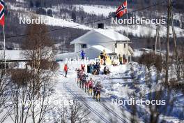 02.04.2023, Bardufoss-Finnsnes, Norway (NOR): Stian Berg (NOR), Johan Hoel (NOR), Tord Asle Gjerdalen (NOR), Martin Loewstroem Nyenget (NOR), Amund Riege (NOR), Herman Paus (NOR), (l-r) - Ski Classics Summit 2 Senja, Bardufoss-Finnsnes (NOR). www.nordicfocus.com. © Manzoni/NordicFocus. Every downloaded picture is fee-liable.