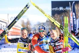 02.04.2023, Bardufoss-Finnsnes, Norway (NOR): Ida Dahl (SWE), Astrid Oeyre Slind (NOR), Emilie Fleten (NOR), (l-r) - Ski Classics Summit 2 Senja, Bardufoss-Finnsnes (NOR). www.nordicfocus.com. © Manzoni/NordicFocus. Every downloaded picture is fee-liable.