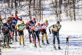 02.04.2023, Bardufoss-Finnsnes, Norway (NOR): Runar Skaug Mathisen (NOR), Alfred Buskqvist (SWE), Anders Aukland (NOR), Amund Riege (NOR), Emil Persson (SWE), (l-r) - Ski Classics Summit 2 Senja, Bardufoss-Finnsnes (NOR). www.nordicfocus.com. © Manzoni/NordicFocus. Every downloaded picture is fee-liable.