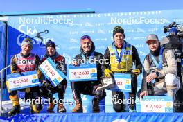 02.04.2023, Bardufoss-Finnsnes, Norway (NOR): Amund Riege (NOR), Kasper Stadaas (NOR), Andreas Nygaard (NOR), Emil Persson (SWE), Max Novak (SWE), (l-r) - Ski Classics Summit 2 Senja, Bardufoss-Finnsnes (NOR). www.nordicfocus.com. © Manzoni/NordicFocus. Every downloaded picture is fee-liable.