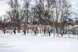 02.04.2023, Bardufoss-Finnsnes, Norway (NOR): Martin Loewstroem Nyenget (NOR), Petter Stakston (NOR), Amund Riege (NOR), Herman Paus (NOR), Runar Skaug Mathisen (NOR), Max Novak (SWE), (l-r) - Ski Classics Summit 2 Senja, Bardufoss-Finnsnes (NOR). www.nordicfocus.com. © Manzoni/NordicFocus. Every downloaded picture is fee-liable.