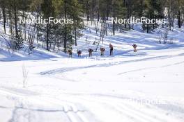 02.04.2023, Bardufoss-Finnsnes, Norway (NOR): Herman Paus (NOR), Martin Loewstroem Nyenget (NOR), Karstein Johaug (NOR), Amund Riege (NOR), Johan Hoel (NOR), (l-r) - Ski Classics Summit 2 Senja, Bardufoss-Finnsnes (NOR). www.nordicfocus.com. © Manzoni/NordicFocus. Every downloaded picture is fee-liable.