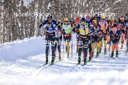 02.04.2023, Bardufoss-Finnsnes, Norway (NOR): Runar Skaug Mathisen (NOR), Alfred Buskqvist (SWE), Emil Persson (SWE), (l-r) - Ski Classics Summit 2 Senja, Bardufoss-Finnsnes (NOR). www.nordicfocus.com. © Manzoni/NordicFocus. Every downloaded picture is fee-liable.