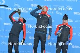 16.12.2023, Val Venosta, Italy (ITA): Kasper Stadaas (NOR), Andreas Nygaard (NOR), Johan Hoel (NOR), (l-r) - Ski Classics La Venosta Criterium - Val Venosta (ITA). www.nordicfocus.com. © Reichert/NordicFocus. Every downloaded picture is fee-liable.
