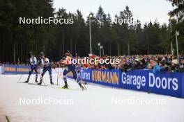 06.01.2024, Oberhof, Germany (GER): Sturla Holm Laegreid (NOR), Endre Stroemsheim (NOR), Johannes Thingnes Boe (NOR), (l-r) - IBU World Cup Biathlon, pursuit men, Oberhof (GER). www.nordicfocus.com. © Manzoni/NordicFocus. Every downloaded picture is fee-liable.