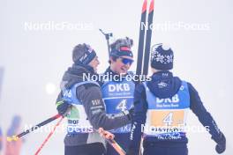 07.01.2024, Oberhof, Germany (GER): Didier Bionaz (ITA), Tommaso Giacomel (ITA), Lukas Hofer (ITA), (l-r) - IBU World Cup Biathlon, relay men, Oberhof (GER). www.nordicfocus.com. © Manzoni/NordicFocus. Every downloaded picture is fee-liable.