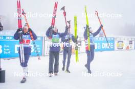 07.01.2024, Oberhof, Germany (GER): Endre Stroemsheim (NOR), Sturla Holm Laegreid (NOR), Tarjei Boe (NOR), Johannes Thingnes Boe (NOR), (l-r) - IBU World Cup Biathlon, relay men, Oberhof (GER). www.nordicfocus.com. © Thibaut/NordicFocus. Every downloaded picture is fee-liable.
