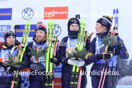 07.01.2024, Oberhof, Germany (GER): Anna Magnusson (SWE), Linn Persson (SWE), Hanna Oeberg (SWE), Elvira Oeberg (SWE), (l-r) - IBU World Cup Biathlon, relay women, Oberhof (GER). www.nordicfocus.com. © Manzoni/NordicFocus. Every downloaded picture is fee-liable.