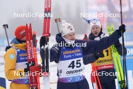 05.01.2024, Oberhof, Germany (GER): Benedikt Doll (GER), Sturla Holm Laegreid (NOR), Johannes Thingnes Boe (NOR) - IBU World Cup Biathlon, sprint men, Oberhof (GER). www.nordicfocus.com. © Thibaut/NordicFocus. Every downloaded picture is fee-liable.