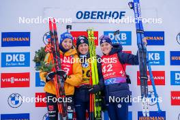05.01.2024, Oberhof, Germany (GER): Franziska Preuss (GER), Justine Braisaz-Bouchet (FRA), Sophie Chauveau (FRA), (l-r) - IBU World Cup Biathlon, sprint women, Oberhof (GER). www.nordicfocus.com. © Thibaut/NordicFocus. Every downloaded picture is fee-liable.