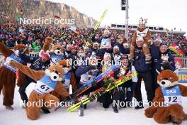 14.01.2024, Ruhpolding, Germany (GER): Vetle Sjaastad Christiansen (NOR), Johannes Dale-Skjevdal (NOR), Johannes Thingnes Boe (NOR), (l-r) - IBU World Cup Biathlon, pursuit men, Ruhpolding (GER). www.nordicfocus.com. © Thibaut/NordicFocus. Every downloaded picture is fee-liable.
