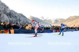 14.01.2024, Ruhpolding, Germany (GER): Amy Baserga (SUI), Yuliia Dzhima (UKR), (l-r) - IBU World Cup Biathlon, pursuit women, Ruhpolding (GER). www.nordicfocus.com. © Manzoni/NordicFocus. Every downloaded picture is fee-liable.