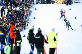 14.01.2024, Ruhpolding, Germany (GER): Julia Simon (FRA), Justine Braisaz-Bouchet (FRA), Hanna Oeberg (SWE), (l-r) - IBU World Cup Biathlon, pursuit women, Ruhpolding (GER). www.nordicfocus.com. © Manzoni/NordicFocus. Every downloaded picture is fee-liable.