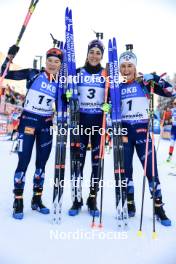 14.01.2024, Ruhpolding, Germany (GER): Juni Arnekleiv (NOR), Lisa Vittozzi (ITA), Ingrid Landmark Tandrevold (NOR), (l-r) - IBU World Cup Biathlon, pursuit women, Ruhpolding (GER). www.nordicfocus.com. © Manzoni/NordicFocus. Every downloaded picture is fee-liable.