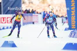 14.01.2024, Ruhpolding, Germany (GER): Justine Braisaz-Bouchet (FRA), Jeanne Richard (FRA), (l-r) - IBU World Cup Biathlon, pursuit women, Ruhpolding (GER). www.nordicfocus.com. © Thibaut/NordicFocus. Every downloaded picture is fee-liable.