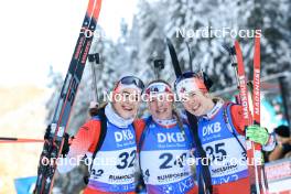 14.01.2024, Ruhpolding, Germany (GER): Benita Peiffer (CAN), Nadia Moser (CAN), Emma Lunder (CAN), (l-r) - IBU World Cup Biathlon, pursuit women, Ruhpolding (GER). www.nordicfocus.com. © Manzoni/NordicFocus. Every downloaded picture is fee-liable.