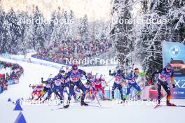 11.01.2024, Ruhpolding, Germany (GER): Sturla Holm Laegreid (NOR), Justus Strelow (GER), (l-r) - IBU World Cup Biathlon, relay men, Ruhpolding (GER). www.nordicfocus.com. © Thibaut/NordicFocus. Every downloaded picture is fee-liable.