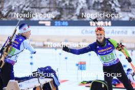 11.01.2024, Ruhpolding, Germany (GER): Otto Invenius (FIN), Lovro Planko (SLO), (l-r) - IBU World Cup Biathlon, relay men, Ruhpolding (GER). www.nordicfocus.com. © Manzoni/NordicFocus. Every downloaded picture is fee-liable.