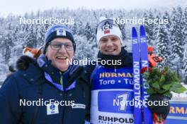 11.01.2024, Ruhpolding, Germany (GER): Tore Boygard (NOR), IBU Executive Board Member, Vetle Sjaastad Christiansen (NOR), (l-r) - IBU World Cup Biathlon, relay men, Ruhpolding (GER). www.nordicfocus.com. © Manzoni/NordicFocus. Every downloaded picture is fee-liable.