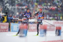 11.01.2024, Ruhpolding, Germany (GER): Quentin Fillon Maillet (FRA), Philipp Nawrath (GER), (l-r) - IBU World Cup Biathlon, relay men, Ruhpolding (GER). www.nordicfocus.com. © Thibaut/NordicFocus. Every downloaded picture is fee-liable.
