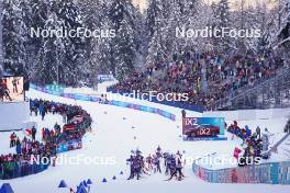 11.01.2024, Ruhpolding, Germany (GER): Sturla Holm Laegreid (NOR), Tomas Mikyska (CZE), Artem Pryma (UKR), Elia Zeni (ITA), Justus Strelow (GER), (l-r) - IBU World Cup Biathlon, relay men, Ruhpolding (GER). www.nordicfocus.com. © Thibaut/NordicFocus. Every downloaded picture is fee-liable.
