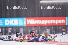10.01.2024, Ruhpolding, Germany (GER): Sonja Leinamo (FIN), Emily Dickson (CAN), Anamarija Lampic (SLO), (l-r) - IBU World Cup Biathlon, relay women, Ruhpolding (GER). www.nordicfocus.com. © Thibaut/NordicFocus. Every downloaded picture is fee-liable.