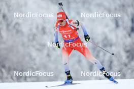 13.01.2024, Ruhpolding, Germany (GER): Sebastian Stalder (SUI) - IBU World Cup Biathlon, sprint men, Ruhpolding (GER). www.nordicfocus.com. © Manzoni/NordicFocus. Every downloaded picture is fee-liable.