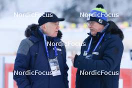 12.01.2024, Ruhpolding, Germany (GER): Olle Dahlin (SWE), IBU President, Tore Boygard (NOR), IBU Executive Board Member, (l-r) - IBU World Cup Biathlon, sprint women, Ruhpolding (GER). www.nordicfocus.com. © Manzoni/NordicFocus. Every downloaded picture is fee-liable.