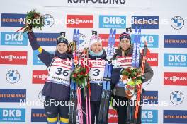 12.01.2024, Ruhpolding, Germany (GER): Mona Brorsson (SWE), Ingrid Landmark Tandrevold (NOR), Lisa Vittozzi (ITA), (l-r) - IBU World Cup Biathlon, sprint women, Ruhpolding (GER). www.nordicfocus.com. © Thibaut/NordicFocus. Every downloaded picture is fee-liable.