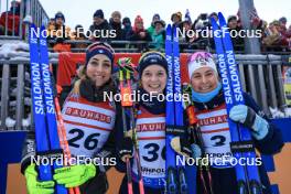 12.01.2024, Ruhpolding, Germany (GER): Lisa Vittozzi (ITA), Mona Brorsson (SWE), Ingrid Landmark Tandrevold (NOR), (l-r) - IBU World Cup Biathlon, sprint women, Ruhpolding (GER). www.nordicfocus.com. © Manzoni/NordicFocus. Every downloaded picture is fee-liable.
