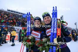 12.01.2024, Ruhpolding, Germany (GER): Mona Brorsson (SWE), Elvira Oeberg (SWE), (l-r) - IBU World Cup Biathlon, sprint women, Ruhpolding (GER). www.nordicfocus.com. © Manzoni/NordicFocus. Every downloaded picture is fee-liable.