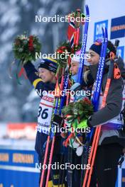 12.01.2024, Ruhpolding, Germany (GER): Mona Brorsson (SWE), Ingrid Landmark Tandrevold (NOR), Lisa Vittozzi (ITA), (l-r) - IBU World Cup Biathlon, sprint women, Ruhpolding (GER). www.nordicfocus.com. © Manzoni/NordicFocus. Every downloaded picture is fee-liable.