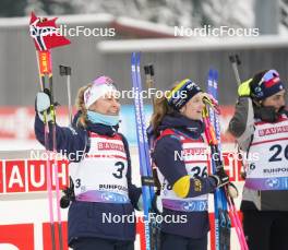 12.01.2024, Ruhpolding, Germany (GER): Ingrid Landmark Tandrevold (NOR), Mona Brorsson (SWE), Lisa Vittozzi (ITA), (l-r) - IBU World Cup Biathlon, sprint women, Ruhpolding (GER). www.nordicfocus.com. © Thibaut/NordicFocus. Every downloaded picture is fee-liable.