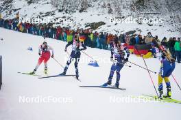 12.01.2024, Ruhpolding, Germany (GER): Juni Arnekleiv (NOR), Jeanne Richard (FRA), Anna Magnusson (SWE), (l-r) - IBU World Cup Biathlon, sprint women, Ruhpolding (GER). www.nordicfocus.com. © Thibaut/NordicFocus. Every downloaded picture is fee-liable.