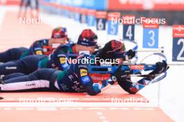 12.01.2024, Ruhpolding, Germany (GER): Johannes Dale-Skjevdal (NOR), Vetle Sjaastad Christiansen (NOR), Sturla Holm Laegreid (NOR), (l-r) - IBU World Cup Biathlon, training, Ruhpolding (GER). www.nordicfocus.com. © Manzoni/NordicFocus. Every downloaded picture is fee-liable.