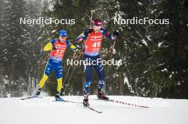 18.01.2024, Antholz, Italy (ITA): Sebastian Samuelsson (SWE), Sturla Holm Laegreid (NOR), (l-r) - IBU World Cup Biathlon, short individual men, Antholz (ITA). www.nordicfocus.com. © Thibaut/NordicFocus. Every downloaded picture is fee-liable.