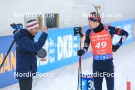 18.01.2024, Antholz, Italy (ITA): Patrick Oberegger (ITA) coach Team Norway, Sturla Holm Laegreid (NOR), (l-r) - IBU World Cup Biathlon, short individual men, Antholz (ITA). www.nordicfocus.com. © Manzoni/NordicFocus. Every downloaded picture is fee-liable.