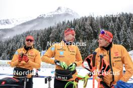 18.01.2024, Antholz, Italy (ITA): Philipp Nawrath (GER), Johannes Kuehn (GER), Benedikt Doll (GER), (l-r) - IBU World Cup Biathlon, short individual men, Antholz (ITA). www.nordicfocus.com. © Manzoni/NordicFocus. Every downloaded picture is fee-liable.