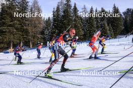 21.01.2024, Antholz, Italy (ITA): Oscar Lombardot (FRA), Eric Perrot (FRA), Johannes Kuehn (GER), Fabien Claude (FRA), Sebastian Stalder (SUI), Martin Ponsiluoma (SWE), (l-r) - IBU World Cup Biathlon, mass men, Antholz (ITA). www.nordicfocus.com. © Manzoni/NordicFocus. Every downloaded picture is fee-liable.