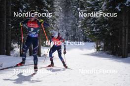 21.01.2024, Antholz, Italy (ITA): Tommaso Giacomel (ITA), Fabien Claude (FRA), (l-r) - IBU World Cup Biathlon, mass men, Antholz (ITA). www.nordicfocus.com. © Thibaut/NordicFocus. Every downloaded picture is fee-liable.