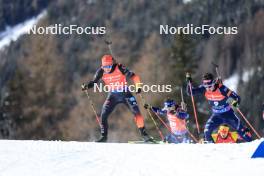 21.01.2024, Antholz, Italy (ITA): Danilo Riethmueller (GER), Tommaso Giacomel (ITA), (l-r) - IBU World Cup Biathlon, mass men, Antholz (ITA). www.nordicfocus.com. © Manzoni/NordicFocus. Every downloaded picture is fee-liable.