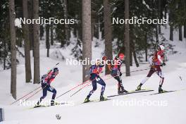 21.01.2024, Antholz, Italy (ITA): Oscar Lombardot (FRA), Johannes Thingnes Boe (NOR), Roman Rees (GER), Andrejs Rastorgujevs (LAT) - IBU World Cup Biathlon, mass men, Antholz (ITA). www.nordicfocus.com. © Thibaut/NordicFocus. Every downloaded picture is fee-liable.