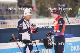 21.01.2024, Antholz, Italy (ITA): Siegfried Mazet (FRA) coach team Norway, Tarjei Boe (NOR), (l-r) - IBU World Cup Biathlon, mass men, Antholz (ITA). www.nordicfocus.com. © Thibaut/NordicFocus. Every downloaded picture is fee-liable.