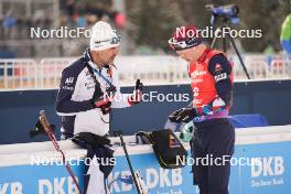 21.01.2024, Antholz, Italy (ITA): Siegfried Mazet (FRA) coach team Norway, Tarjei Boe (NOR), (l-r) - IBU World Cup Biathlon, mass men, Antholz (ITA). www.nordicfocus.com. © Thibaut/NordicFocus. Every downloaded picture is fee-liable.
