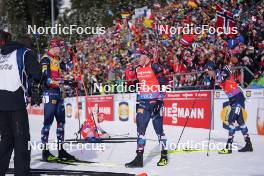 21.01.2024, Antholz, Italy (ITA): Johannes Thingnes Boe (NOR), Johannes Dale-Skjevdal (NOR), Tarjei Boe (NOR), (l-r) - IBU World Cup Biathlon, mass men, Antholz (ITA). www.nordicfocus.com. © Thibaut/NordicFocus. Every downloaded picture is fee-liable.