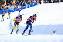 21.01.2024, Antholz, Italy (ITA): Martin Ponsiluoma (SWE), Quentin Fillon Maillet (FRA), (l-r) - IBU World Cup Biathlon, mass men, Antholz (ITA). www.nordicfocus.com. © Manzoni/NordicFocus. Every downloaded picture is fee-liable.