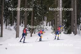 21.01.2024, Antholz, Italy (ITA): Eric Perrot (FRA), Jesper Nelin (SWE), Sebastian Samuelsson (SWE), (l-r) - IBU World Cup Biathlon, mass men, Antholz (ITA). www.nordicfocus.com. © Thibaut/NordicFocus. Every downloaded picture is fee-liable.